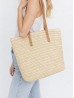 Fashion Weaved Straw Bag W/ Faux Leather Handle